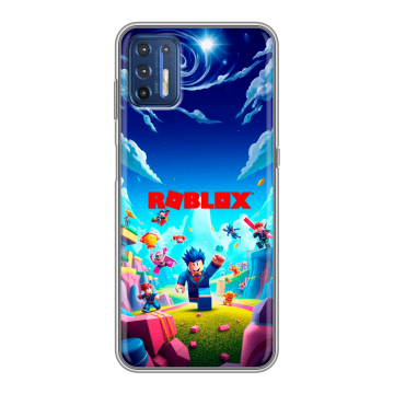 Силиконовый чехол на Motorola Moto G9 Plus с принтом Roblox Роблокс