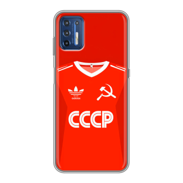 Силиконовый чехол на Motorola Moto G9 Plus с принтом Флаг Герб СССР