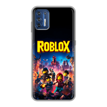 Силиконовый чехол на Motorola Moto G9 Plus с принтом Roblox Роблокс