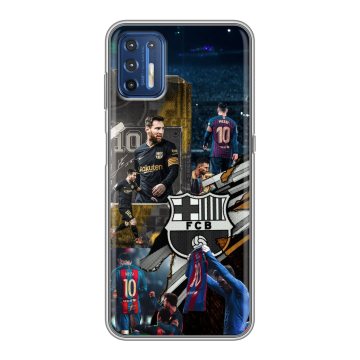 Силиконовый чехол на Motorola Moto G9 Plus с принтом Messi Barcelona