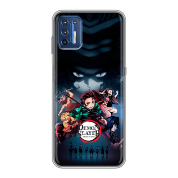 Силиконовый чехол на Motorola Moto G9 Plus с принтом Demon Slayer Клинок рассекающий демонов