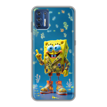 Силиконовый чехол на Motorola Moto G9 Plus с принтом Спанч боб Спанчбоб