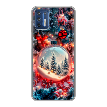 Силиконовый чехол на Motorola Moto G9 Plus с принтом Новый год