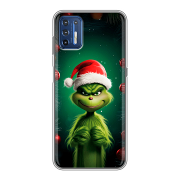 Силиконовый чехол на Motorola Moto G9 Plus с принтом Гринч Новый год Рождество