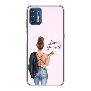 Силиконовый чехол на Motorola Moto G9 Plus с принтом женский