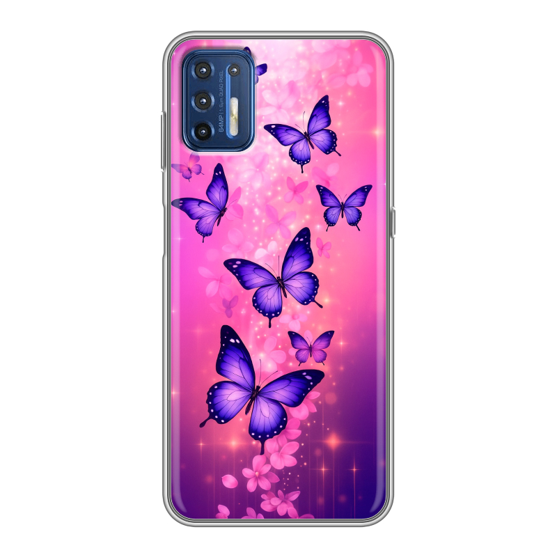 Силиконовый чехол на Motorola Moto G9 Plus с принтом Бабочки Силиконовый чехол на Motorola Moto G9 Plus с принтом Бабочки