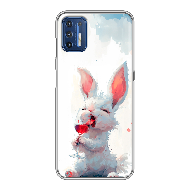 Силиконовый чехол на Motorola Moto G9 Plus с принтом кролик зайчик Силиконовый чехол на Motorola Moto G9 Plus с принтом кролик зайчик