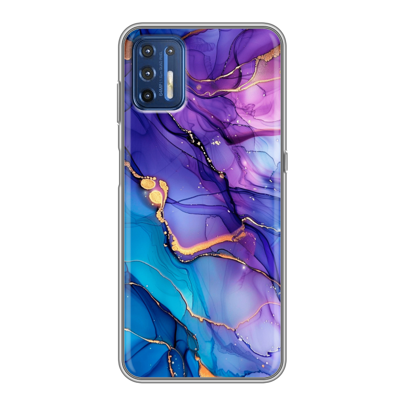 Силиконовый чехол на Motorola Moto G9 Plus с принтом синий мрамор Силиконовый чехол на Motorola Moto G9 Plus с принтом синий мрамор