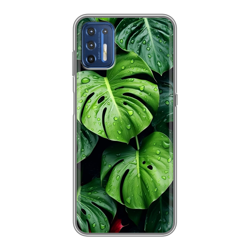 Силиконовый противоударный чехол на Motorola Moto G9 Plus с принтом Листья Силиконовый противоударный чехол на Motorola Moto G9 Plus с принтом Листья