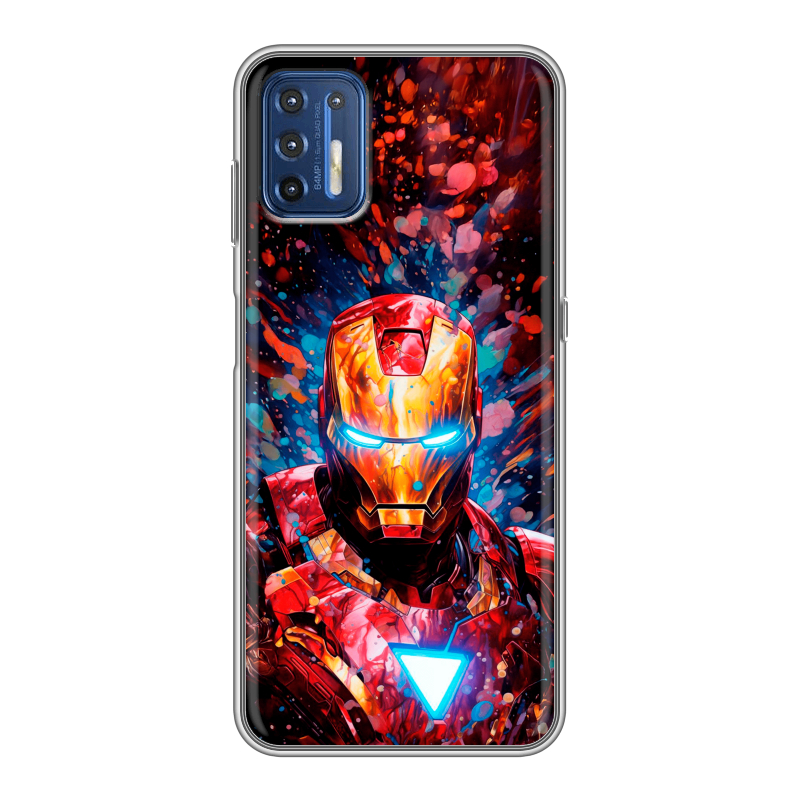 Силиконовый противоударный чехол на Motorola Moto G9 Plus с принтом Железный человек Ironman Силиконовый противоударный чехол на Motorola Moto G9 Plus с принтом Железный человек Ironman