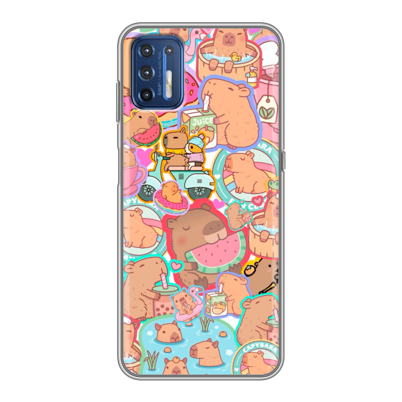 Силиконовый противоударный чехол на Motorola Moto G9 Plus с принтом капибары Силиконовый противоударный чехол на Motorola Moto G9 Plus с принтом капибары