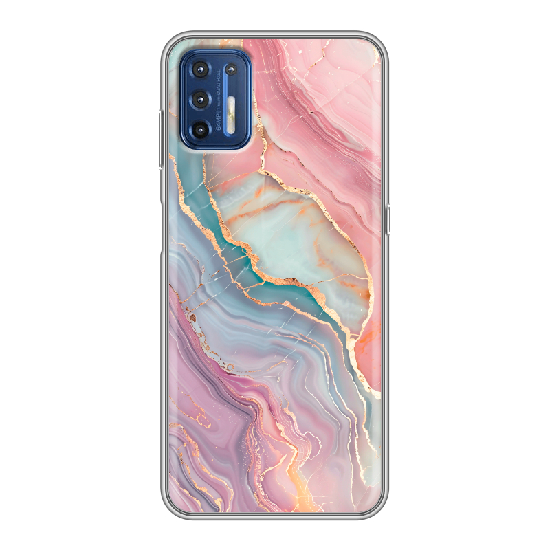 Силиконовый чехол на Motorola Moto G9 Plus с принтом розовый мрамор Силиконовый чехол на Motorola Moto G9 Plus с принтом розовый мрамор