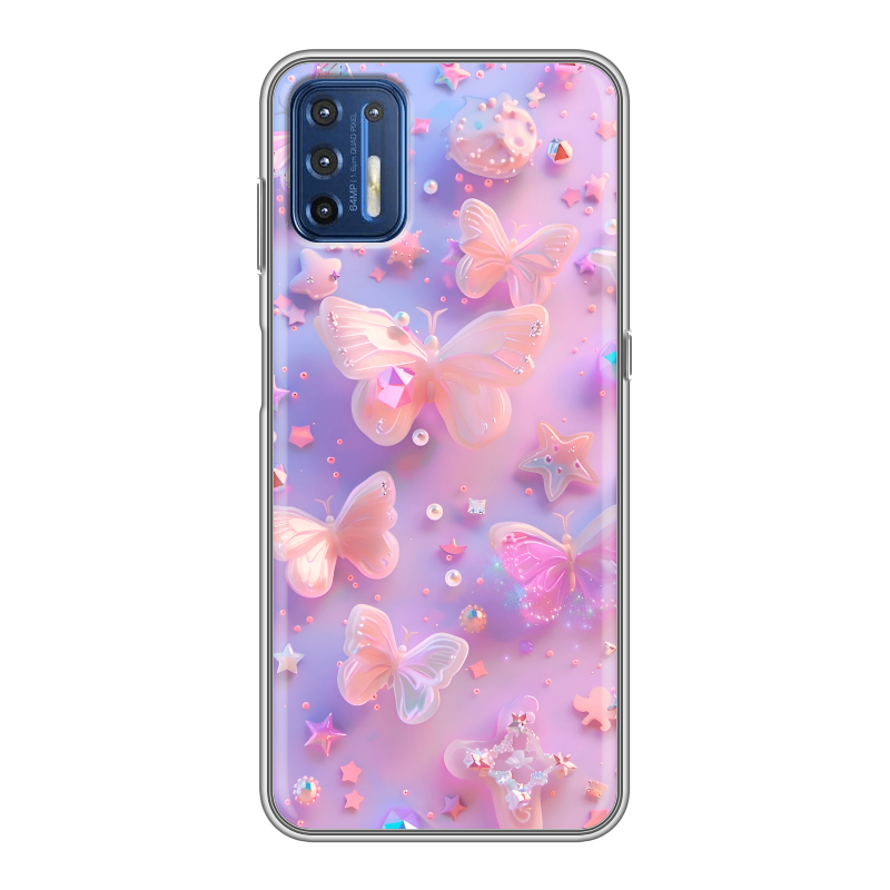 Силиконовый чехол на Motorola Moto G9 Plus с принтом Бабочки Силиконовый чехол на Motorola Moto G9 Plus с принтом Бабочки
