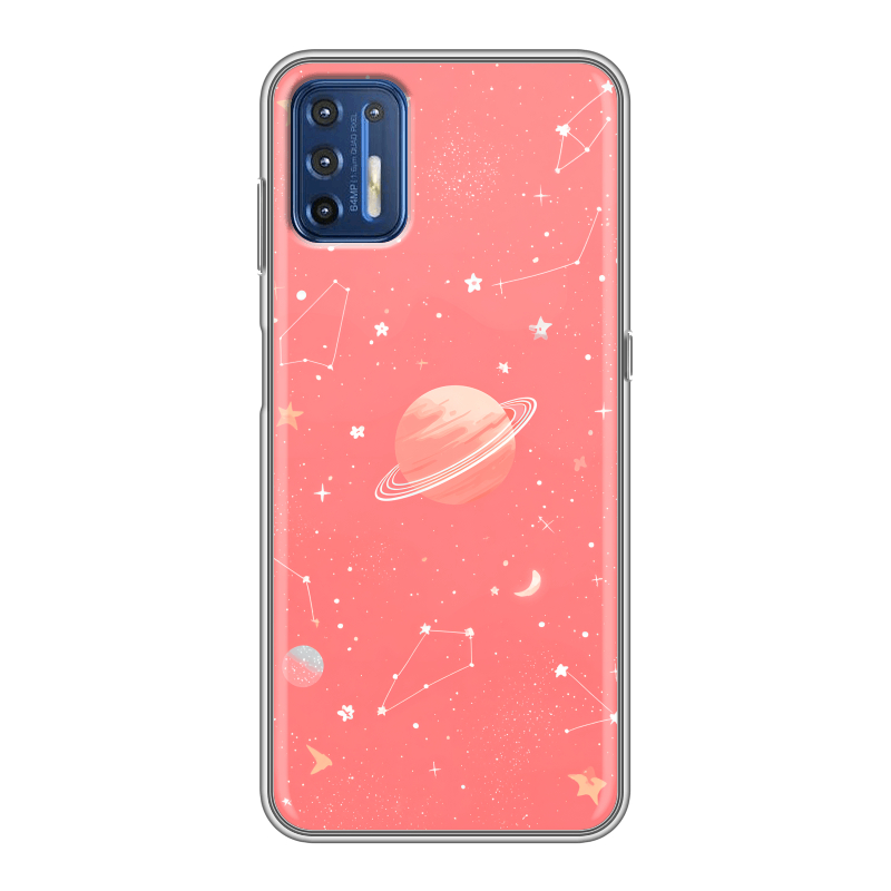 Силиконовый чехол на Motorola Moto G9 Plus с принтом Розовый космос Силиконовый чехол на Motorola Moto G9 Plus с принтом Розовый космос