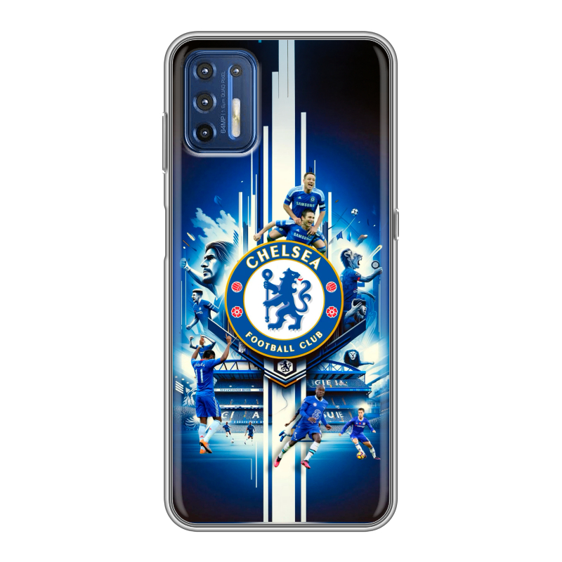 Силиконовый противоударный чехол на Motorola Moto G9 Plus с принтом Chelsea Челси Силиконовый противоударный чехол на Motorola Moto G9 Plus с принтом Chelsea Челси