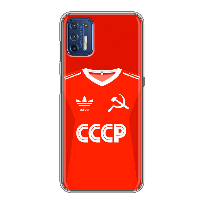 Силиконовый чехол на Motorola Moto G9 Plus с принтом Флаг Герб СССР Силиконовый чехол на Motorola Moto G9 Plus с принтом Флаг Герб СССР