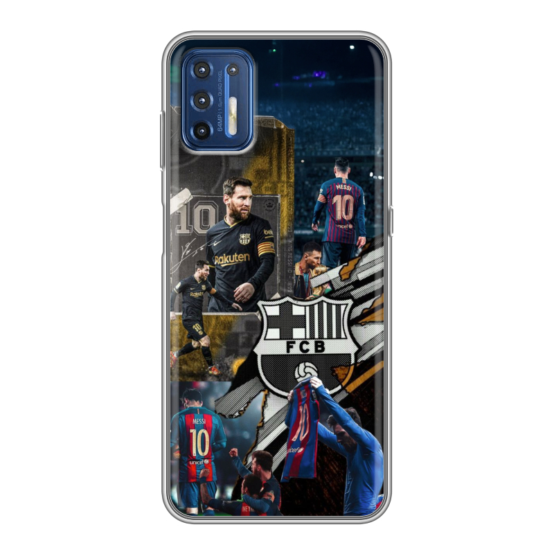Силиконовый чехол на Motorola Moto G9 Plus с принтом Messi Barcelona Силиконовый чехол на Motorola Moto G9 Plus с принтом Messi Barcelona
