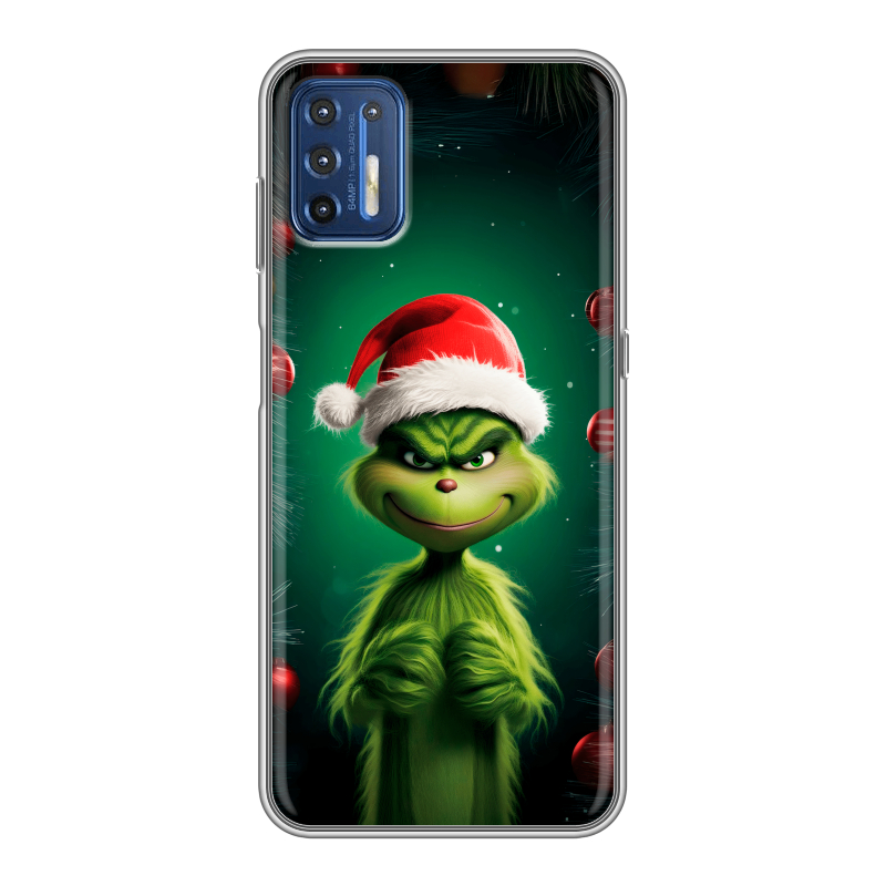 Силиконовый противоударный чехол на Motorola Moto G9 Plus с принтом Гринч Новый год Рождество Силиконовый противоударный чехол на Motorola Moto G9 Plus с принтом Гринч Новый год Рождество