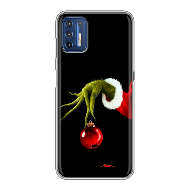 Силиконовый противоударный чехол на Motorola Moto G9 Plus с принтом Новый год Гринч Силиконовый противоударный чехол на Motorola Moto G9 Plus с принтом Новый год Гринч