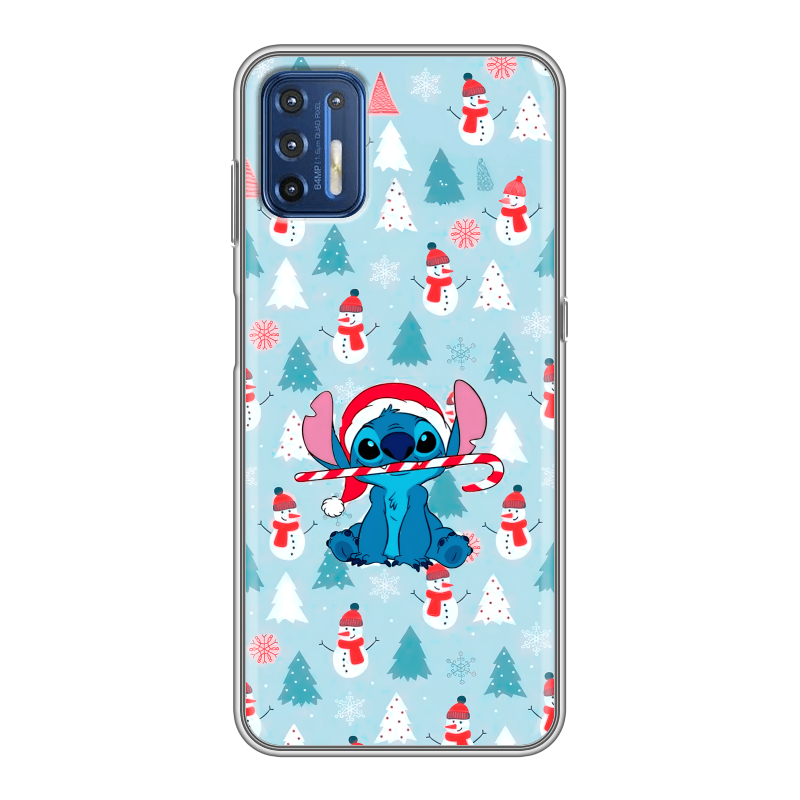 Силиконовый чехол на Motorola Moto G9 Plus с принтом Стич Новый год Силиконовый чехол на Motorola Moto G9 Plus с принтом Стич Новый год
