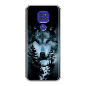 Силиконовый чехол на Motorola Moto E7 Plus с принтом Лесной волк Силиконовый чехол на Motorola Moto E7 Plus с принтом Лесной волк
