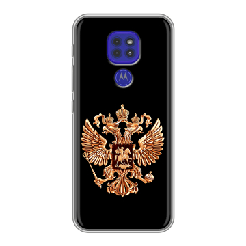 Силиконовый чехол на Motorola Moto E7 Plus с принтом Герб России золотой Силиконовый чехол на Motorola Moto E7 Plus с принтом Герб России золотой