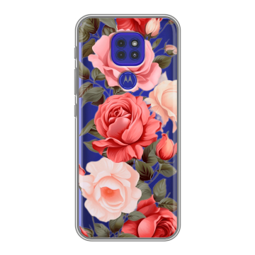 Силиконовый чехол на Motorola Moto E7 Plus с принтом Розы
