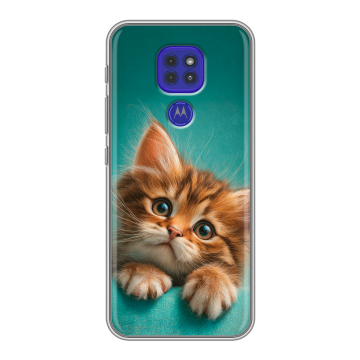 Силиконовый чехол на Motorola Moto E7 Plus с принтом котенок