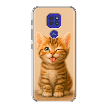Силиконовый чехол на Motorola Moto E7 Plus с принтом котенок