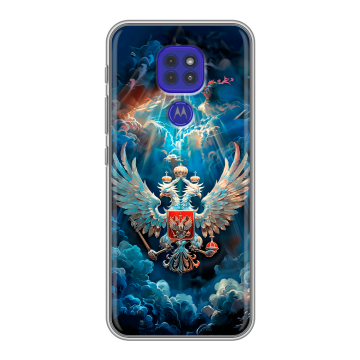 Силиконовый чехол на Motorola Moto E7 Plus с принтом Герб флаг России