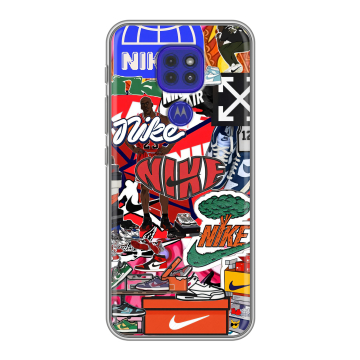 Силиконовый чехол на Motorola Moto E7 Plus с принтом Найк Nike яркий