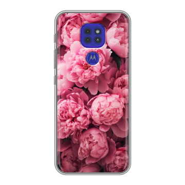 Силиконовый чехол на Motorola Moto E7 Plus с принтом цветы пионы