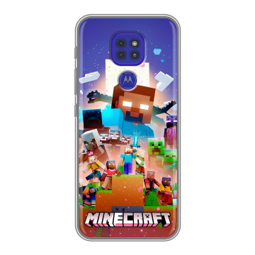 Силиконовый чехол на Motorola Moto E7 Plus с принтом Майнкрафт Minecraft Силиконовый чехол на Motorola Moto E7 Plus с принтом Майнкрафт Minecraft