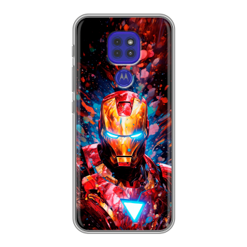 Силиконовый чехол на Motorola Moto E7 Plus с принтом Железный человек Ironman