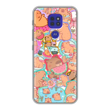 Силиконовый чехол на Motorola Moto E7 Plus с принтом капибары