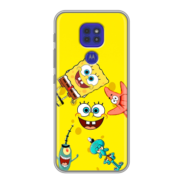 Силиконовый чехол на Motorola Moto E7 Plus с принтом Спанч боб Спанчбоб