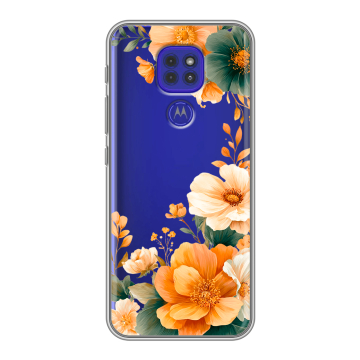 Силиконовый чехол на Motorola Moto E7 Plus с принтом Цветы принт