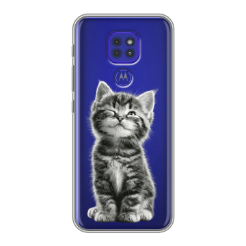 Силиконовый чехол на Motorola Moto E7 Plus с принтом Котенок