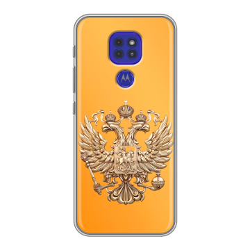 Силиконовый чехол на Motorola Moto E7 Plus с принтом Герб Флаг России