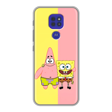 Силиконовый чехол на Motorola Moto E7 Plus с принтом Спанч боб Спанчбоб