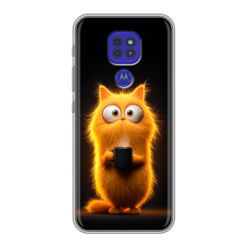 Силиконовый чехол на Motorola Moto E7 Plus с принтом Смешной кот