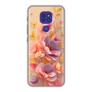 Силиконовый чехол на Motorola Moto E7 Plus с принтом Цветы и бабочки