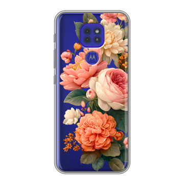 Силиконовый чехол на Motorola Moto E7 Plus с принтом цветы