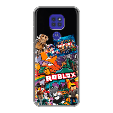 Силиконовый чехол на Motorola Moto E7 Plus с принтом Roblox Роблокс