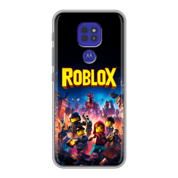 Силиконовый чехол на Motorola Moto E7 Plus с принтом Roblox Роблокс
