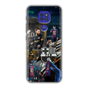 Силиконовый чехол на Motorola Moto E7 Plus с принтом Messi Barcelona
