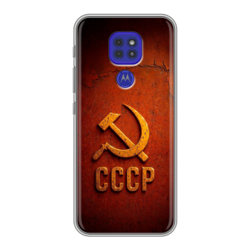 Силиконовый чехол на Motorola Moto E7 Plus с принтом Флаг Герб СССР