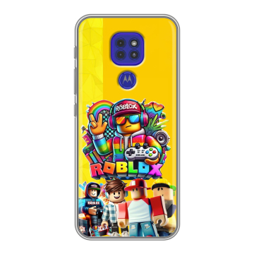 Силиконовый чехол на Motorola Moto E7 Plus с принтом Roblox Роблокс