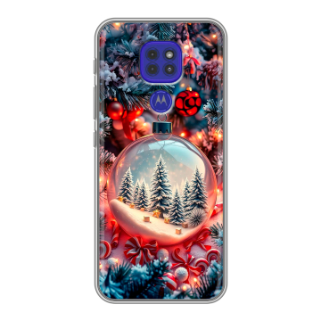 Силиконовый чехол на Motorola Moto E7 Plus с принтом Новый год