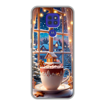 Силиконовый чехол на Motorola Moto E7 Plus с принтом Новый год